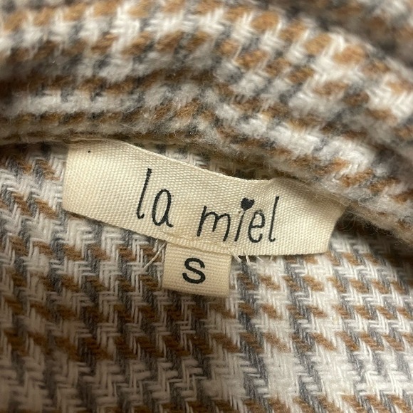 LA MIEL Gray Tan Plaid Shirt Jacket Women's Small - Picture 3 of 10